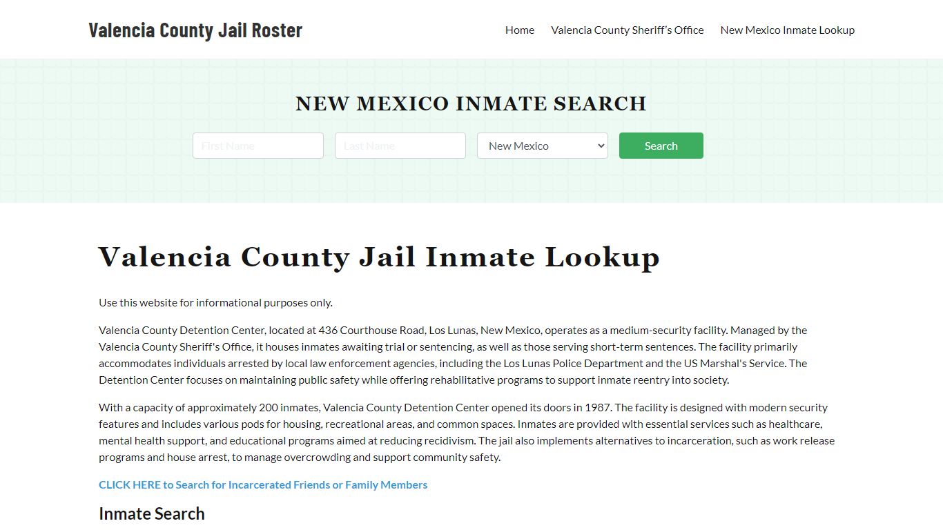 Valencia County Jail Roster Lookup, NM, Inmate Search