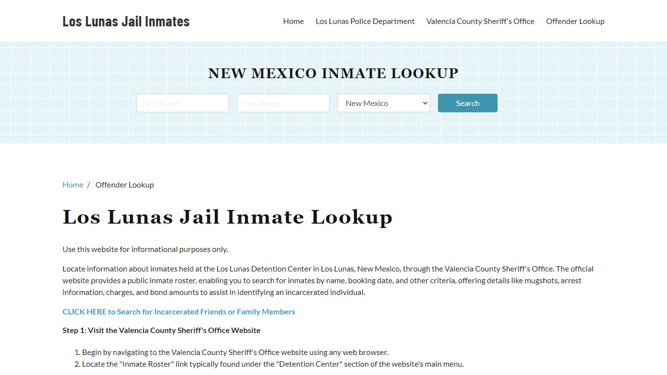 Los Lunas, NM Detainee Lookup