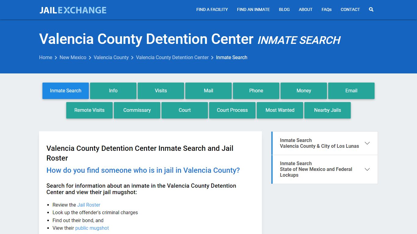 Valencia County Detention Center Inmate Search - Jail Exchange
