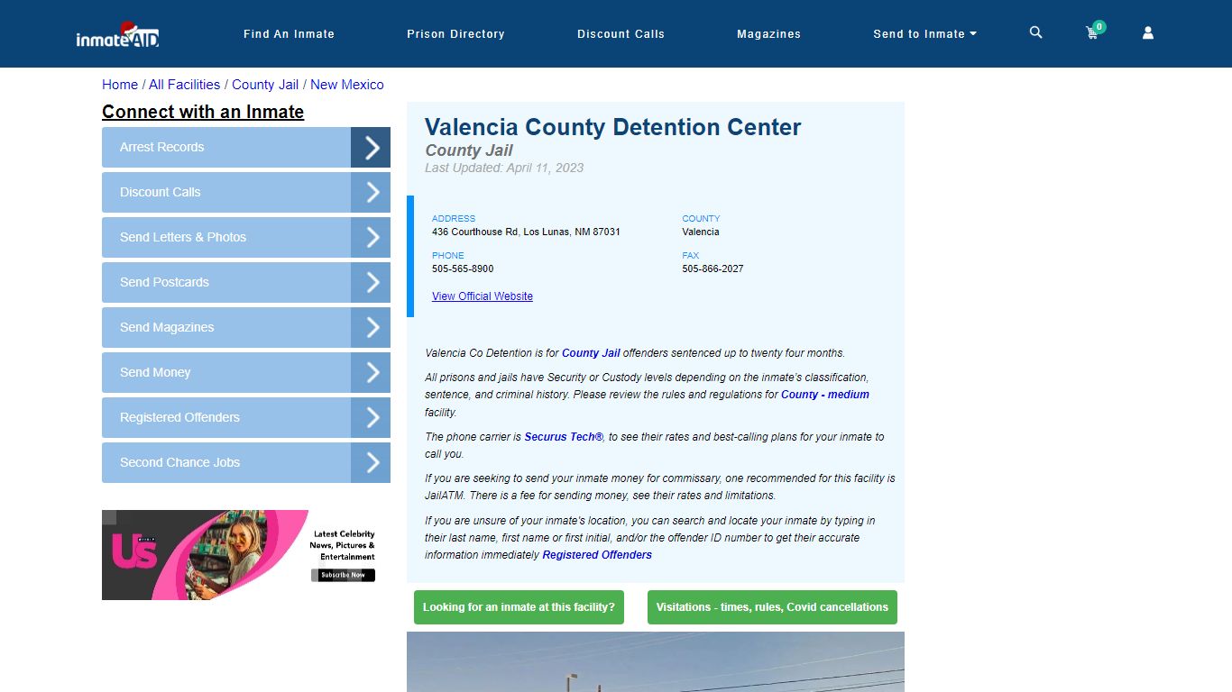 Valencia County Detention Center - Inmate Locator - Los Lunas, NM